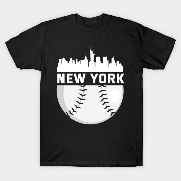 New York City Baseball Downtown NYC Skyline Design T-Shirt by TeeShirt_Expressive